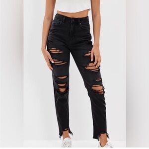 AE Distressed Strigid Mom Jeans